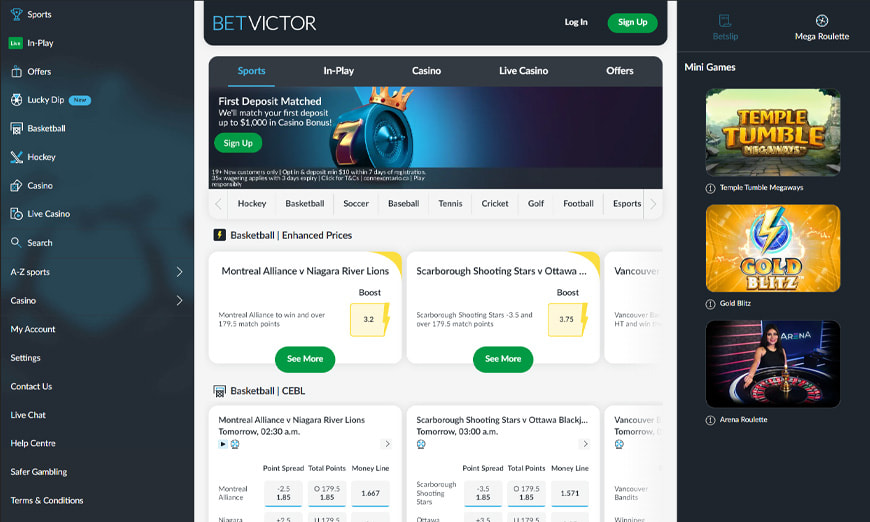 BetVictor Casino Homepage