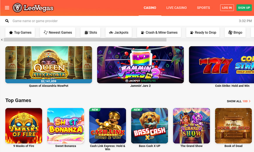 LeoVegas Casino Homepage