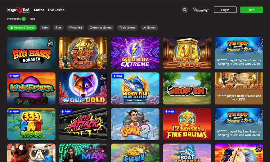 Magic Red Casino Homepage